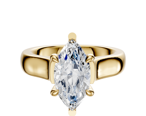 14K Yellow Gold 6 Prong Basket Cathedral Dome 4.0mm Engagement Ring