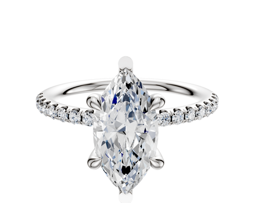 Platinum 6 Prong Basket Classic Dome 1-Row-Pave 2.5mm Engagement Ring