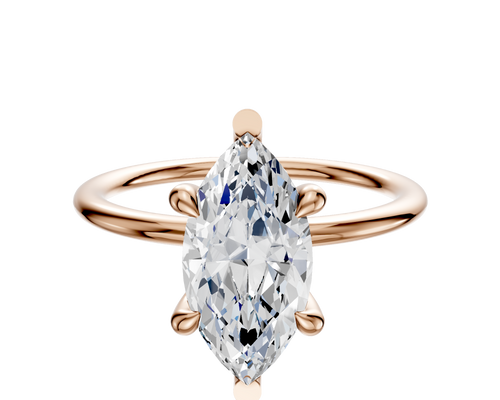 18K Rose Gold 6 Prong Basket Classic Dome 1.5mm Engagement Ring