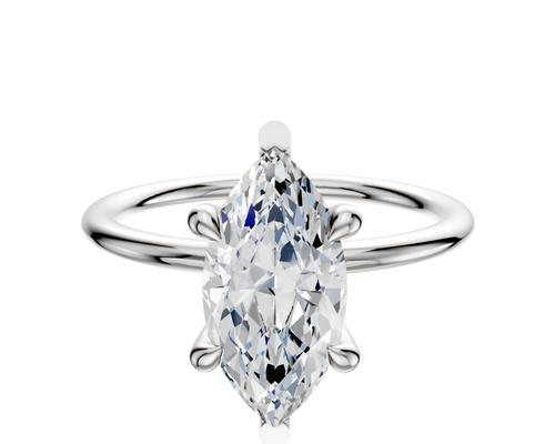 18K White Gold 6 Prong Basket Classic Dome 1.5mm Engagement Ring