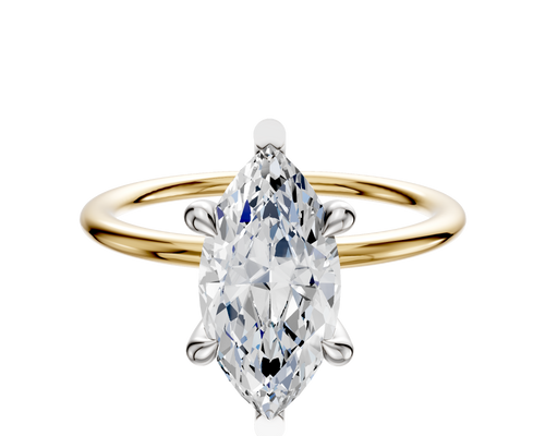 18K Two Tone 6 Prong Basket Classic Dome 1.5mm Engagement Ring