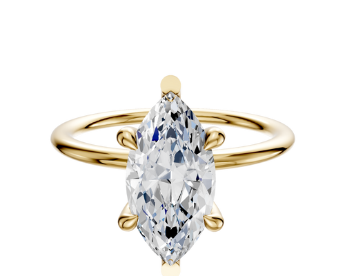 18K Yellow Gold 6 Prong Basket Classic Dome 1.5mm Engagement Ring