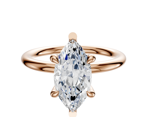 18K Rose Gold 6 Prong Basket Classic Dome 2.0mm Engagement Ring