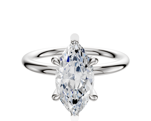 14K White Gold 6 Prong Basket Classic Dome 2.0mm Engagement Ring