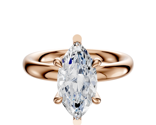 18K Rose Gold 6 Prong Basket Classic Dome 3.0mm Engagement Ring