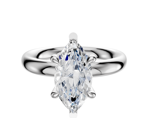 18K White Gold 6 Prong Basket Classic Dome 3.0mm Engagement Ring