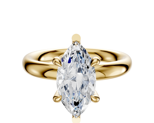 14K Yellow Gold 6 Prong Basket Classic Dome 3.0mm Engagement Ring