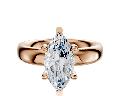 18K Rose Gold 6 Prong Basket Classic Dome 4.0mm Engagement Ring