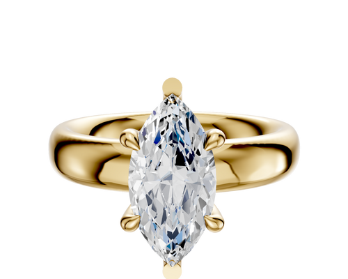 14K Yellow Gold 6 Prong Basket Classic Dome 4.0mm Engagement Ring