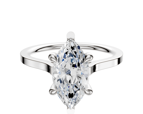 14K White Gold 6 Prong Basket Cathedral Flat 1.5mm Engagement Ring