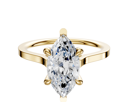 14K Yellow Gold 6 Prong Basket Cathedral Flat 1.5mm Engagement Ring