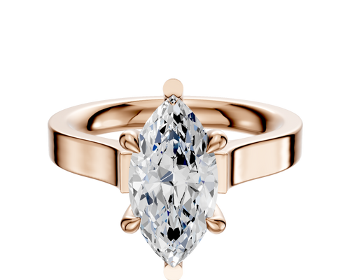 18K Rose Gold 6 Prong Basket Cathedral Flat 3.0mm Engagement Ring