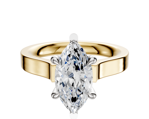 14K Two Tone 6 Prong Basket Cathedral Flat 3.0mm Engagement Ring