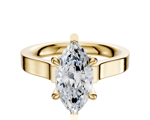 14K Yellow Gold 6 Prong Basket Cathedral Flat 3.0mm Engagement Ring