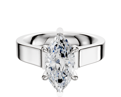 Platinum 6 Prong Basket Cathedral Flat 4.0mm Engagement Ring