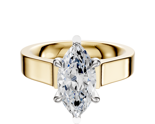 18K Two Tone 6 Prong Basket Cathedral Flat 4.0mm Engagement Ring
