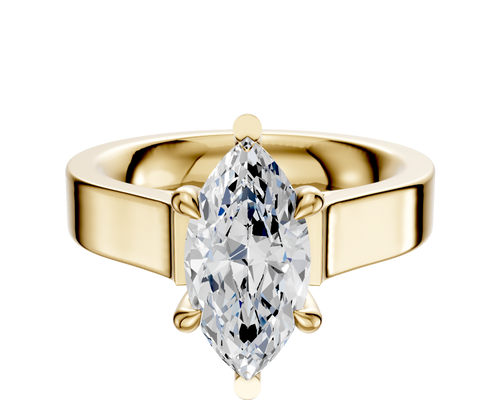 18K Yellow Gold 6 Prong Basket Cathedral Flat 4.0mm Engagement Ring