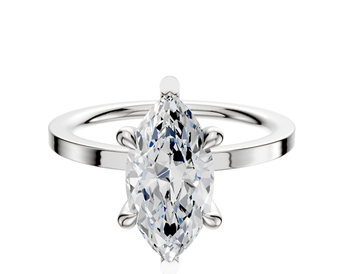 14K White Gold 6 Prong Basket Classic Flat 1.5mm Engagement Ring