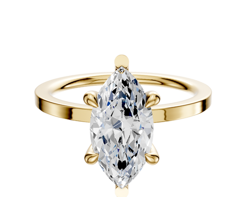 18K Yellow Gold 6 Prong Basket Classic Flat 1.5mm Engagement Ring