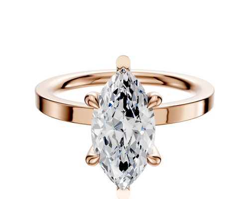 18K Rose Gold 6 Prong Basket Classic Flat 2.0mm Engagement Ring
