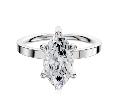 14K White Gold 6 Prong Basket Classic Flat 2.0mm Engagement Ring