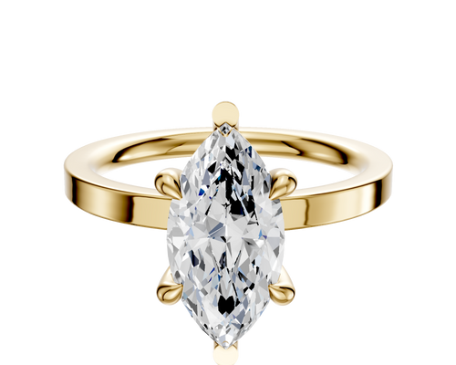 14K Yellow Gold 6 Prong Basket Classic Flat 2.0mm Engagement Ring
