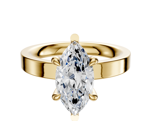 18K Yellow Gold 6 Prong Basket Classic Flat 3.0mm Engagement Ring