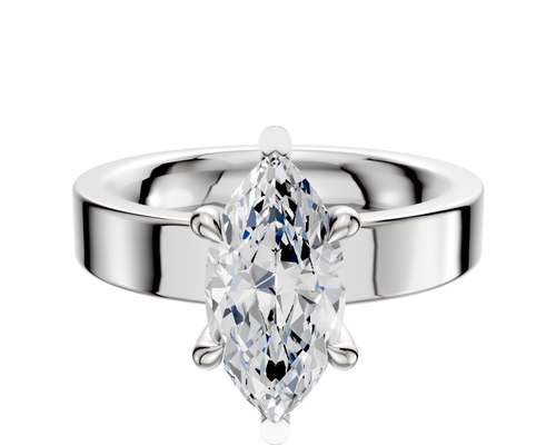 14K White Gold 6 Prong Basket Classic Flat 4.0mm Engagement Ring