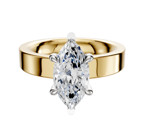 14K Two Tone 6 Prong Basket Classic Flat 4.0mm Engagement Ring