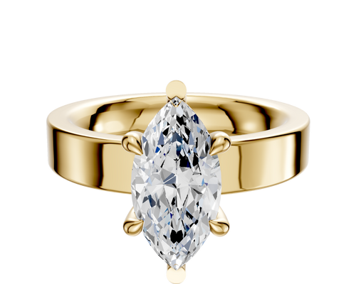 14K Yellow Gold 6 Prong Basket Classic Flat 4.0mm Engagement Ring