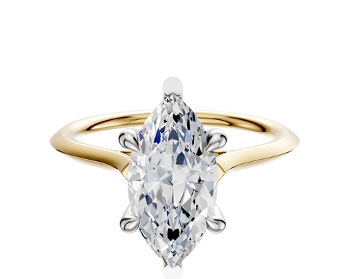 14K Two Tone 6 Prong Basket Cathedral Knife Edge 1.5mm Engagement Ring