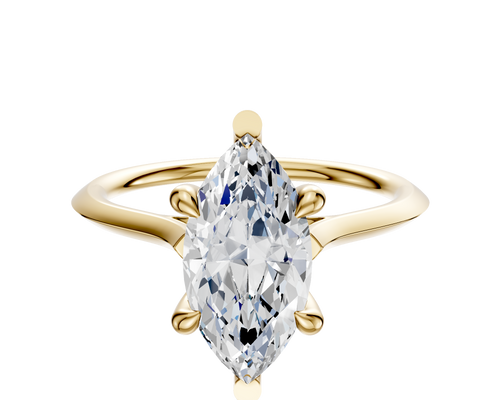 14K Yellow Gold 6 Prong Basket Cathedral Knife Edge 1.5mm Engagement Ring