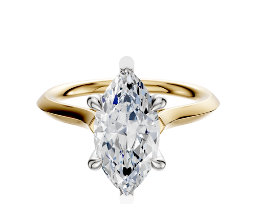 14K Two Tone 6 Prong Basket Cathedral Knife Edge 2.0mm Engagement Ring