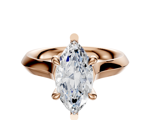 18K Rose Gold 6 Prong Basket Cathedral Knife Edge 3.0mm Engagement Ring