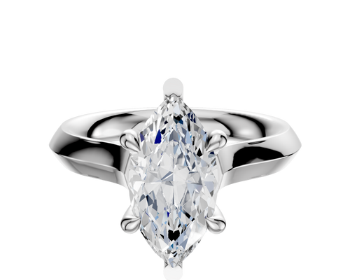 18K White Gold 6 Prong Basket Cathedral Knife Edge 3.0mm Engagement Ring