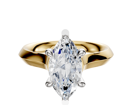 18K Two Tone 6 Prong Basket Cathedral Knife Edge 3.0mm Engagement Ring
