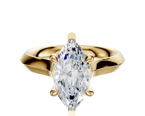 14K Yellow Gold 6 Prong Basket Cathedral Knife Edge 3.0mm Engagement Ring