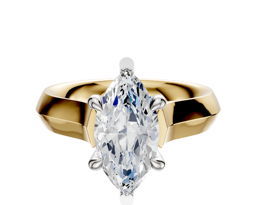 14K Two Tone 6 Prong Basket Cathedral Knife Edge 4.0mm Engagement Ring