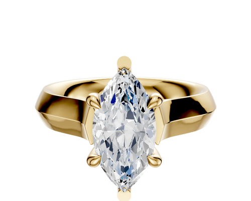 18K Yellow Gold 6 Prong Basket Cathedral Knife Edge 4.0mm Engagement Ring