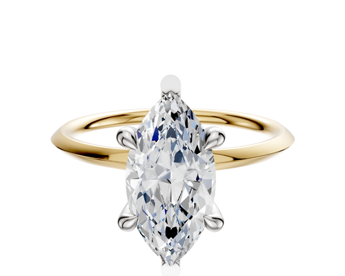 18K Two Tone 6 Prong Basket Classic Knife Edge 1.5mm Engagement Ring