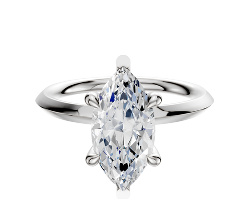 14K White Gold 6 Prong Basket Classic Knife Edge 2.0mm Engagement Ring