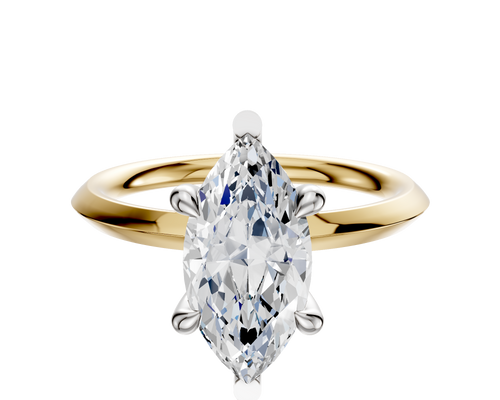 14K Two Tone 6 Prong Basket Classic Knife Edge 2.0mm Engagement Ring