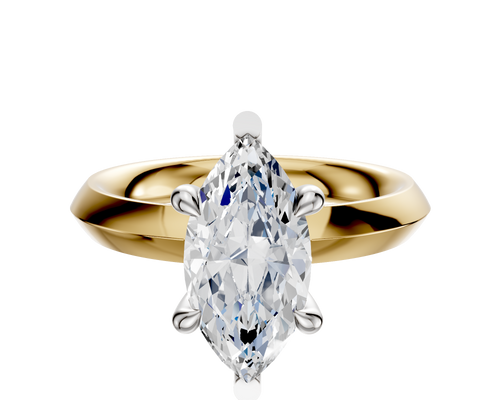 18K Two Tone 6 Prong Basket Classic Knife Edge 3.0mm Engagement Ring