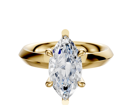 18K Yellow Gold 6 Prong Basket Classic Knife Edge 3.0mm Engagement Ring