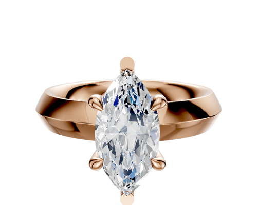 18K Rose Gold 6 Prong Basket Classic Knife Edge 4.0mm Engagement Ring
