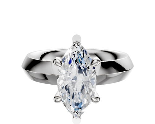 14K White Gold 6 Prong Basket Classic Knife Edge 4.0mm Engagement Ring