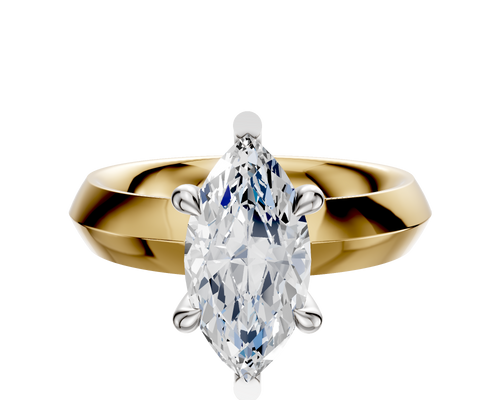 18K Two Tone 6 Prong Basket Classic Knife Edge 4.0mm Engagement Ring