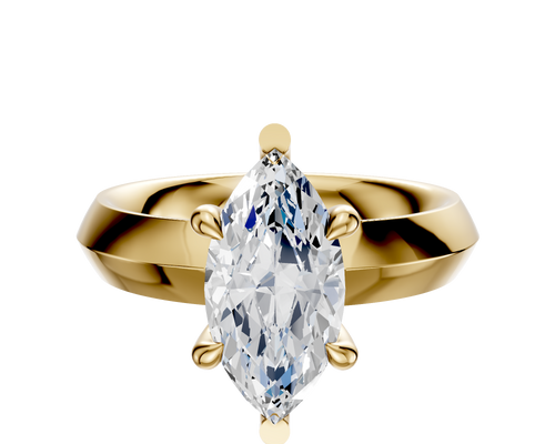 18K Yellow Gold 6 Prong Basket Classic Knife Edge 4.0mm Engagement Ring