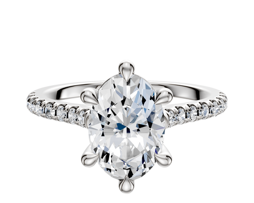 Platinum 6 Prong Basket Cathedral Dome 1-Row-Pave 2.5mm Engagement Ring