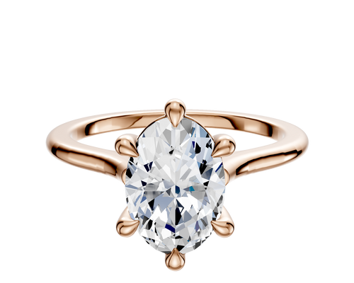 18K Rose Gold 6 Prong Basket Cathedral Dome 1.5mm Engagement Ring